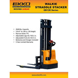 EKKO EB12E-138 Advanced Full Powered Straddle Stacker - 2640 lb Capacity, 138-inch Max Lift Height, Perfect for Efficient Warehouse & Inventory Management