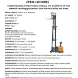 EKKO EK14S-130 Precision Counterbalanced Walkie Stacker with Side-Shifting - 130-inch Lift Height, Ideal for Versatile Indoor Material Handling