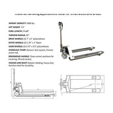 EKKO A25S Stainless Steel Manual Pallet Jack 5500lbs. Capacity