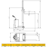 EKKO EK07S Compact Counterbalance Walkie Stacker - 1550 lbs Capacity, 118-inch Lift Height, Ideal for Precise Indoor Material Handling