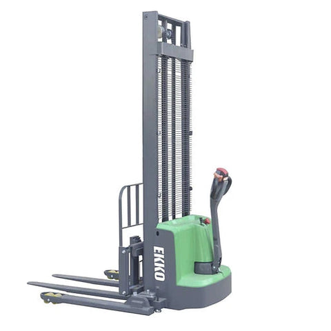 EKKO EB13ES-145Li Superior Range Full Powered Straddle Stacker - 2800 lb Capacity, 145-inch Lift Height, Optimal for High-Reach Warehouse Applications