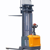 EKKO EB16EA Heavy-Duty Full Powered Straddle Stacker - 4400 lb Load Capacity, 216-inch Maximum Lift Height, Ideal for Tall Warehouse Stacking & Industrial Use