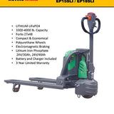 EKKO EP18SLI Lithium Iron Phosphate Pallet Jack - 4000 lb Capacity, Ideal for Efficient Warehouse Material Handling