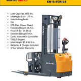 EKKO ER15L Walkie Reach Truck - 3300 lb Capacity, 138" Lift Height, Side Shift for Precise Warehouse Material Handling