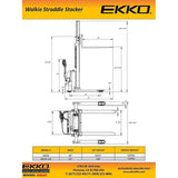 EKKO EB12E-138 Advanced Full Powered Straddle Stacker - 2640 lb Capacity, 138-inch Max Lift Height, Perfect for Efficient Warehouse & Inventory Management