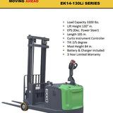 EKKO EK14-130Li Lithium-Ion Counterbalanced Walkie Stacker - Efficient & Sustainable Material Handling Solution