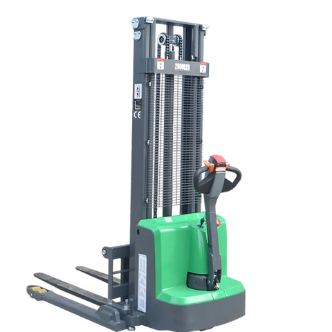 EKKO EB13E-LI Lithium-Ion Full Powered Straddle Stacker - 2800 lb Capacity, 119-inch Lift Height, Ideal for Sustainable & Efficient Warehouse Stacking