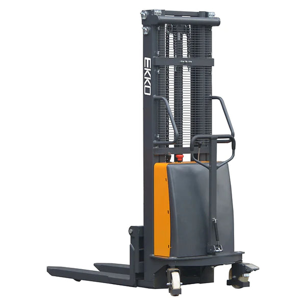 EKKO EA15C High-Capacity Semi-Electric Fork-Over Stacker - 3300 lbs Load Capacity, 119.3-inch Max Lift, Durable for Warehouse & Industrial Use