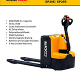 EKKO EP25E Heavy-Duty Walkie Pallet Jack - 5500 lb Load Capacity, Perfect for Efficient Warehouse Material Handling