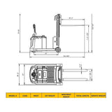 EKKO EK14-130 Precision Counterbalanced Walkie Stacker - 3300 lb Capacity, 130-inch Lift Height, Ideal for Versatile Indoor Material Handling