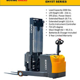 EKKO EH15T Moving Mast Walkie Reach Truck - 3300 lb Capacity, 138" Lift Height, Efficient Warehouse Material Handling