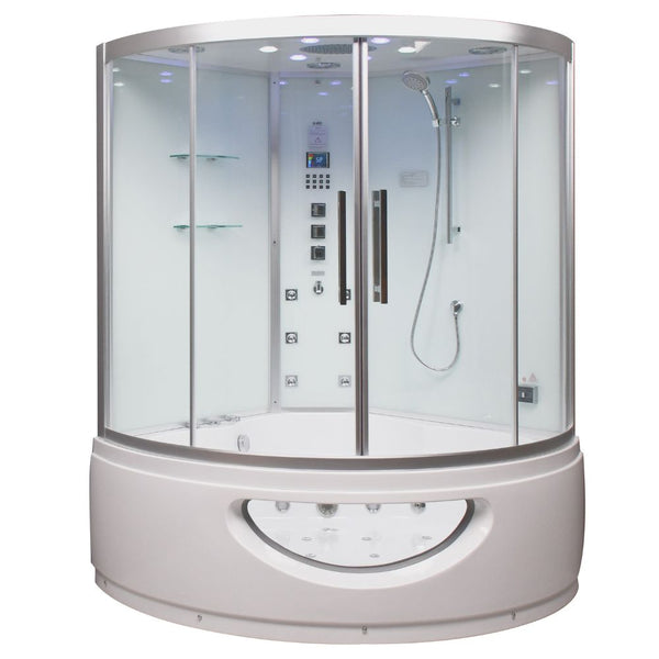 Platinum Corner Steam Shower Jetted Tub DA333F8-Clear Glass