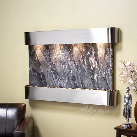 Adagio Indoor Waterfall, Wall-Mounted with Light | 35" x 52" | Sunrise Springs