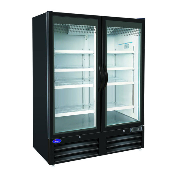 Valpro VP2F-48M, Two Full Glass Door 54" Merchandiser Freezer, Black Exterior, 48 cu.ft.