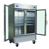 Valpro VP2FG-HC, Two Glass Door 54" Reach In Freezer, Stainless Steel, 49 cu.ft.