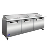 Valpro VP72SM-HC, Three Door 72" Salad/Sandwich Prep Table Refrigerator (Mega Top)