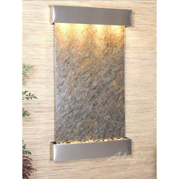 Adagio Indoor Waterfall, Wall-Mounted with Light | 40" x 74" | Summit Falls